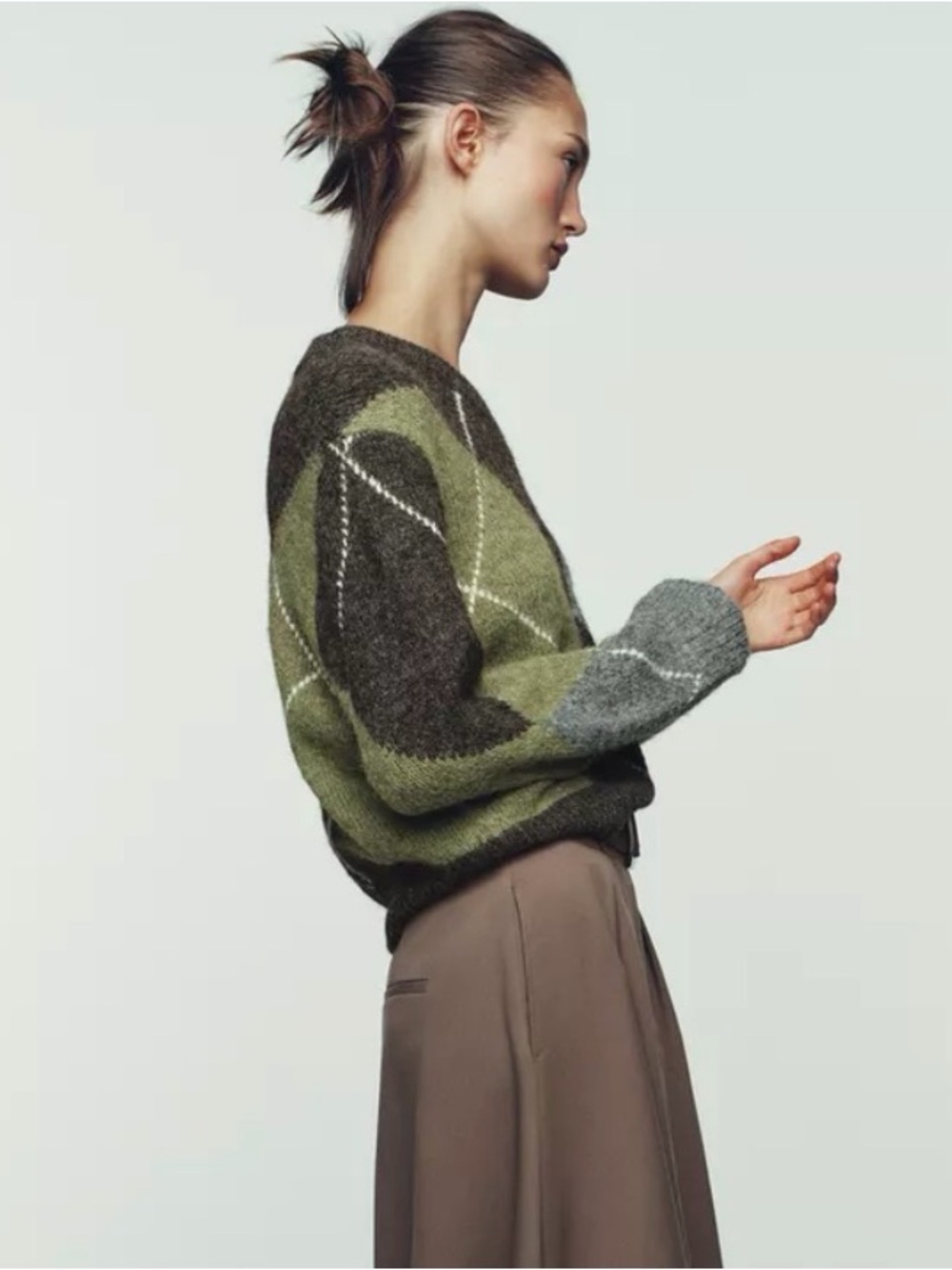 ZARA BLOGGER FAVORITE DIAMOND KNIT jumper sweater NWT small - Picture 3 of 10